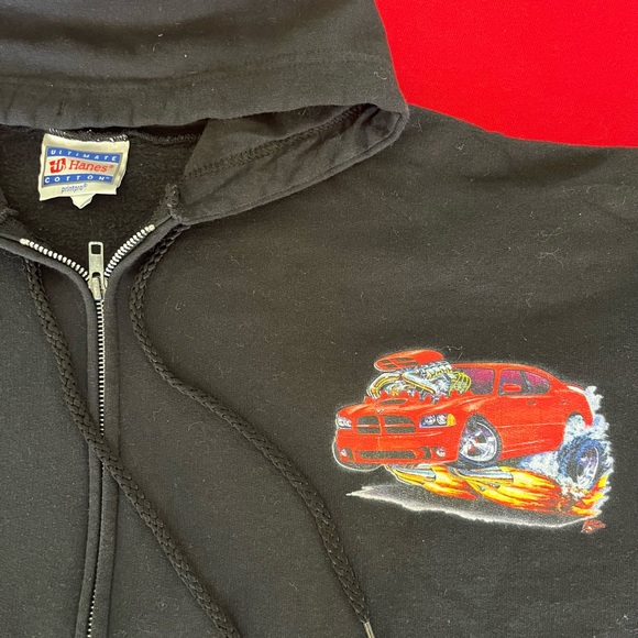 VINTAGE HANES ULTIMATE COTTON RAT FINK STYLE CHARGER ZIP UP - Picture 1 of 3